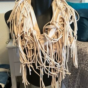 Esley Cream Fringe Wrap Scarf